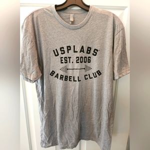 Mens Large USP Labs Barbell Tee Shirt Gray